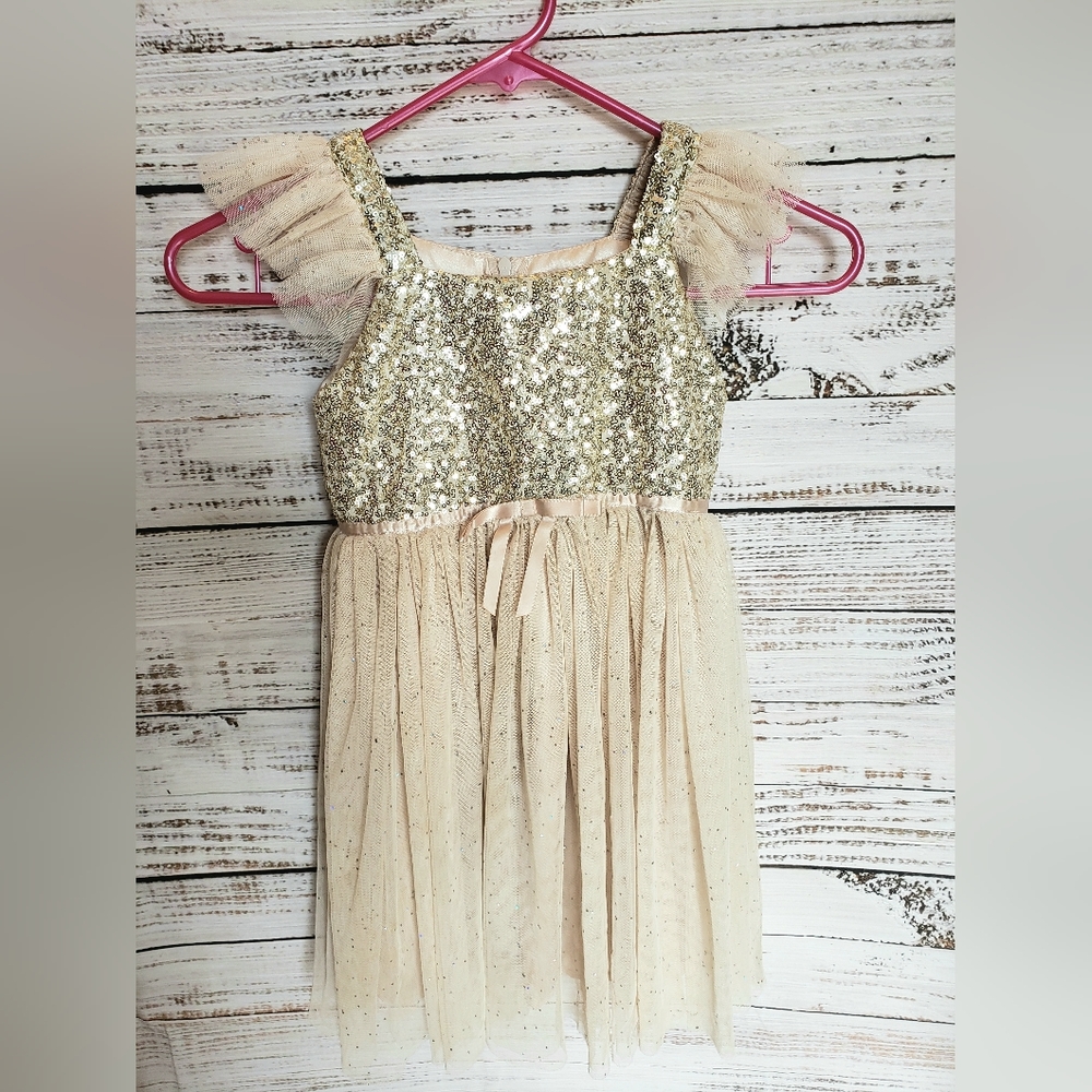 Popatu gold cream gorgeous sparkly dress sz 6  excellent for holidays